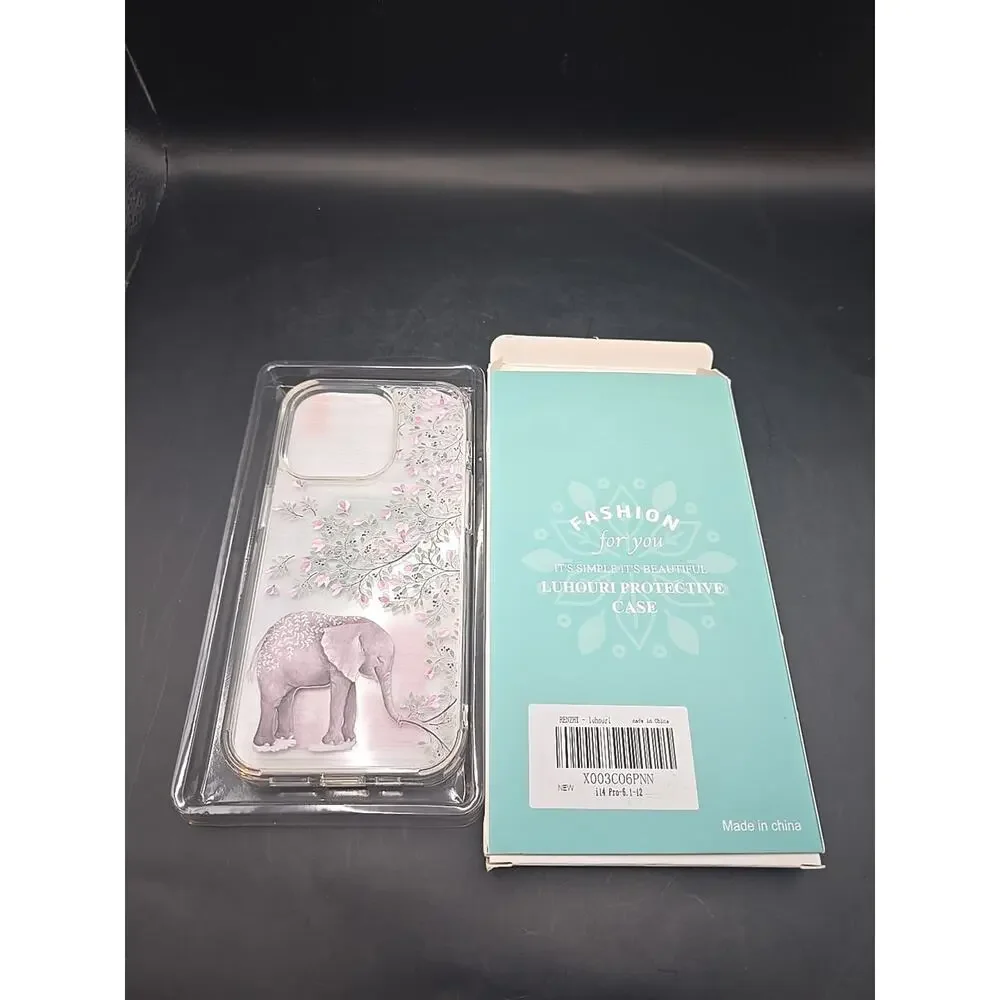 Iphone 14 Pro Max Shockproof Case Cute Elephant‎ With Screen Protector
